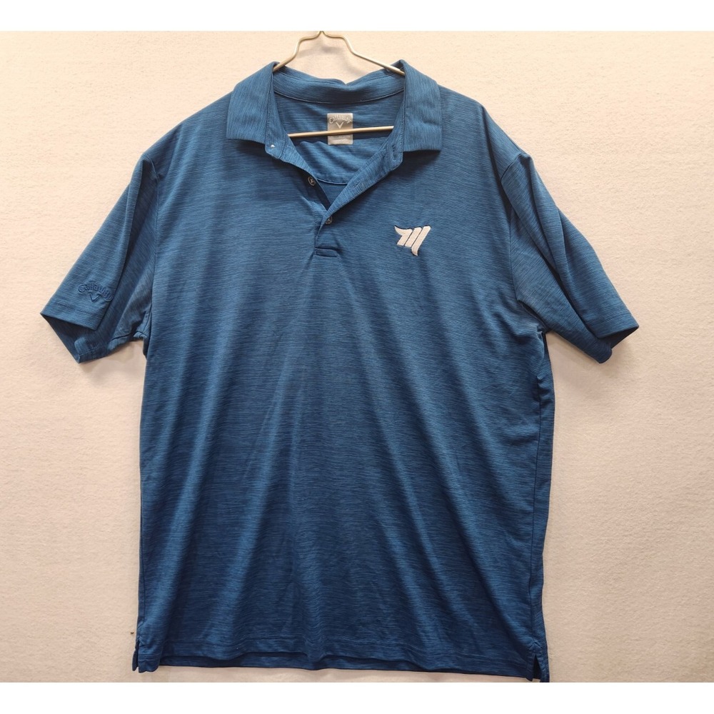 Callaway Opti-Dri Golf Polo Shirt Men's‎ XL Blue Stripe Short Sleeve Embroidered